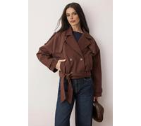 WOVCOR Soft Textured Seasonal Short Cashmere Jacket Coat - Brown - 8