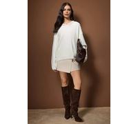 WOVCOR Soft Textured V-Neck Lace Knit Sweater - Ecru - M