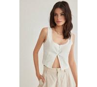 Wovcor Square Neck Strappy Fitted Crop Blouse In White White