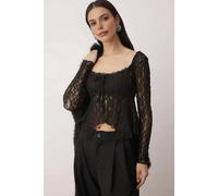WOVCOR Square Neck Unlined Lace Party Blouse - Black - 12
