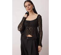 Wovcor Square Neck Unlined Lace Party Blouse In Black Black