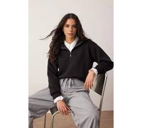Wovcor Stand Collar Half Zip Fleece Sweatshirt In Black Black