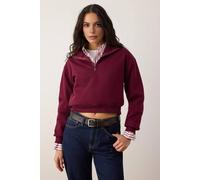 Wovcor Stand Collar Half Zip Fleece Sweatshirt In Burgundy Burgundy