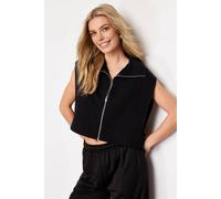 Wovcor Stand-Collar Zip-Front Vest With Structured Panel In Black Black XL