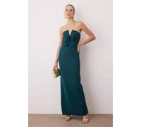 Wovcor Strapless Bow Detail Split Maxi Dress In Green Green