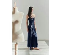 WOVCOR Strapless Knitted Elegant Blouse with Accessory Details - Navy - 10