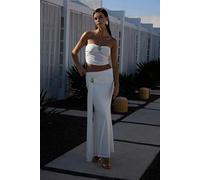 WOVCOR Strapless Knitted Elegant Blouse with Accessory Details - White - 14