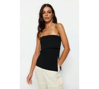WOVCOR Strapless Neckline Side Zipper Crepe Knit Blouse - Black - 2XS