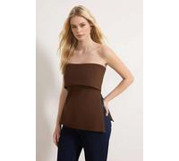 WOVCOR Strapless Neckline Side Zipper Crepe Knit Blouse - Brown - XL