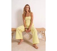 Wovcor Strapless Thin Strap Blouse And Wide Leg Trousers Co-Ord In Yellow Yellow