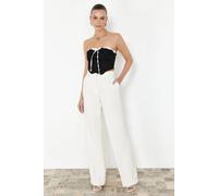 Wovcor Straplez Tie Detail Crop Fitted Blouse In Black Black