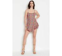 WOVCOR Strappy Ruffled Shorts Mini Knitted Playsuıt - Multi - S