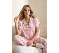 Wovcor Strawberry Print Revere Collar Short Sleeve Cotton Pyjama Set Multi