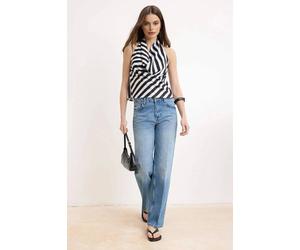 Wovcor Stripe Halterneck Top With Draped Cowl Neck Detail Multi