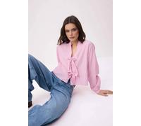 Wovcor Stripe Tie Front Button Up Regular Fit Long Sleeve Shirt In Pink Pink