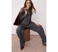 Wovcor Striped Crew Knit Sweater In Grey Grey L