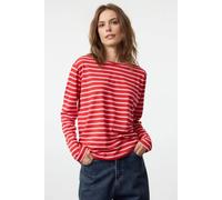 Wovcor Striped Crew Neck Knit Long Sleeve T-Shirt In Pink Pink