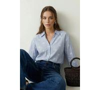 WOVCOR Striped Floral Pattern Cotton Oversize Woven Shirt - Multi - 12
