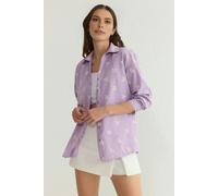 WOVCOR Striped Floral Pattern Cotton Oversize Woven Shirt - Multi - 6