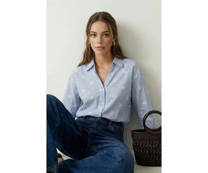 WOVCOR Striped Floral Pattern Cotton Oversize Woven Shirt - Multi - 8