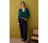 Wovcor Striped Knit Two Piece Crop Top And Cardigan Set In Green Green M