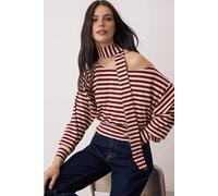 Wovcor Striped Off Shoulder Knit Blouse With Shawl Neck Detail Multi M