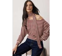 WOVCOR Striped Off-Shoulder Shawl Knitted Blouse with Accessory Detail - Multi - S