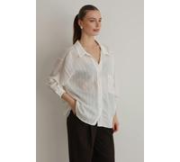WOVCOR Striped Oversize Textured Shirt - White - M