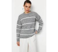 Wovcor Striped Soft Textured Knit Sweater In Grey Grey