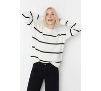 Wovcor Striped Soft Textured Knit Sweater In White White