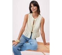 Wovcor Striped Tie Front Sleeveless Woven Blouse In Yellow Yellow