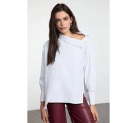 Wovcor Striped Woven Shirt With Collar Detail In White White 10