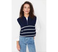 Wovcor Striped Zip Neck Knit Sweater Vest In Navy Navy