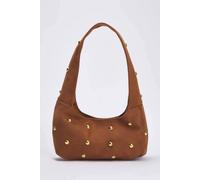 Wovcor Studded Suede Hobo Shoulder Bag In Brown Brown One Size