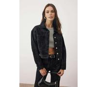 WOVCOR Suede-Look Basic Denim Jacket - Black - L