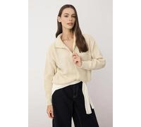 WOVCOR Super Crop Knit Sweater with Zipper Detail - Ecru - S