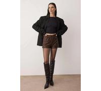 WOVCOR Super Mini Knitted Sequin Shorts - Brown - S