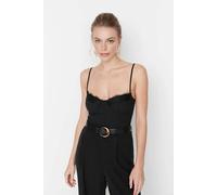 WOVCOR Sweetheart Collar Lace Detailed Bodysuit - Black - 8