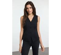 Wovcor Tailored Button-Front V-Neck Waistcoat In Black Black