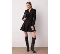 Wovcor Tailored Collared Button Front Mini Shirt Dress In Black Black