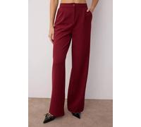Wovcor Tailored Wide Leg Woven Trousers In Burgundy Burgundy 8
