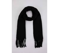 Wovcor Tassel Trim Soft Knit Oversized Winter Scarf In Black Black