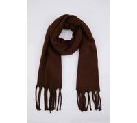 Wovcor Tassel Trim Soft Knit Oversized Winter Scarf In Brown Brown