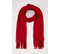 Wovcor Tassel Trim Soft Knit Oversized Winter Scarf In Red Red