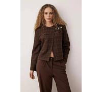 Wovcor Textured Bouclé Jacket With Metal Clasp Detail In Brown Brown