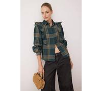 Wovcor Textured Check Shirt With Ruffle Detail Multi 14