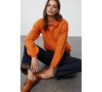 Wovcor Textured Chevron Knit Collared Jumper In Orange Orange