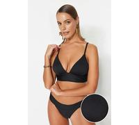 WOVCOR Textured Triangle Push-Up Bikini Top - Black - 10.0
