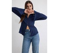 Wovcor Textured Woven Shirt With Button-Down Front In Navy Navy
