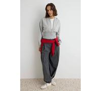Wovcor Thick Hooded Zip Through Cropped Sweatshirt In Grey Grey
